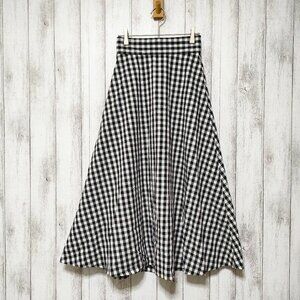 Oxfor Gingham Checked Circular Skirt Gray
